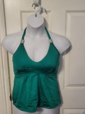 VENUS Emerald Green Swim Top with Silver  Detail